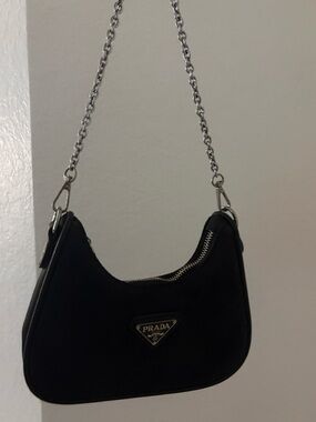 Black nylon mini shoulder bag
